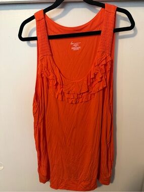 Lane Bryant Orange Ruffle Scoop Tank